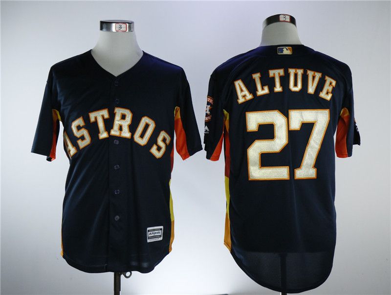 Men Houston Astros #27 Altuve Blue Game Champion Edition MLB Jerseys